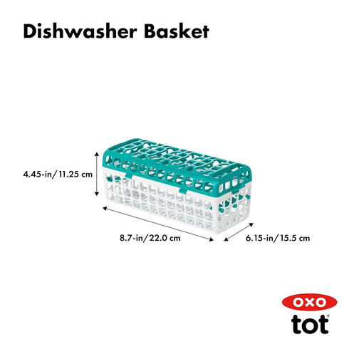 Teal OXO Tot Dishwasher Basket for Baby Bottle Parts & Accessories