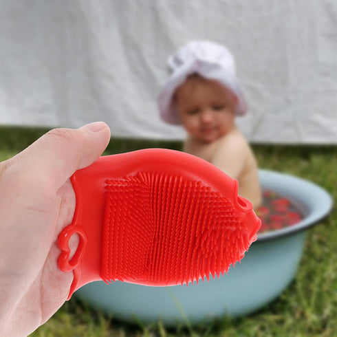 FRCOLOR Baby Head Scrubber Soft Silicone Baby Bath Scalp Brush Massage Flower Shape Cap Essential for Dry Brush Skin