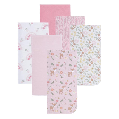 12 Pack EVERYDAY KIDS Burp Cloths for Baby Girl; Newborn Essential with - Large Absorbent Cotton Flannel Pink Burping