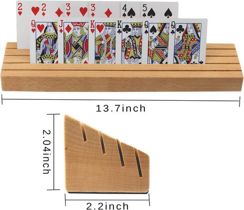 Large Wooden Playing Card Holders Tray, Organizer for Kids Seniors Adults, Premium Solid Beechwood, Best Gifts