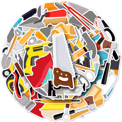 Jictegb Kids,50Pcs Tool Stickers for Waterproof Vinyl Decals for Cup Water Bottles Laptop Luggage Computer Mobile Phone