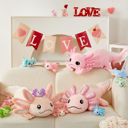 5 4 31.5" Set MaoGoLan Pcs Large Axolotl Stuffed Animal with Babies Inside, Glow in The Dark Axolotl Plush Toy