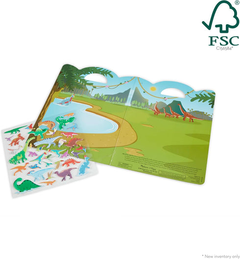 Set 36 Melissa & Doug Dinosaur Puffy Sticker Play Travel Toy with Double-Sided Background, Reusable Puffy Stickers