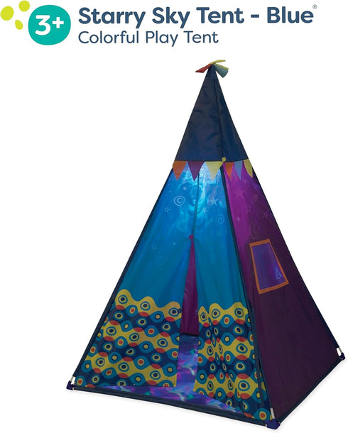 B. toys Starry Sky Tent - Blue Indoor & Outdoor Play Tent for Kids, Pretend Play with Built-in Light, 3 Years +
