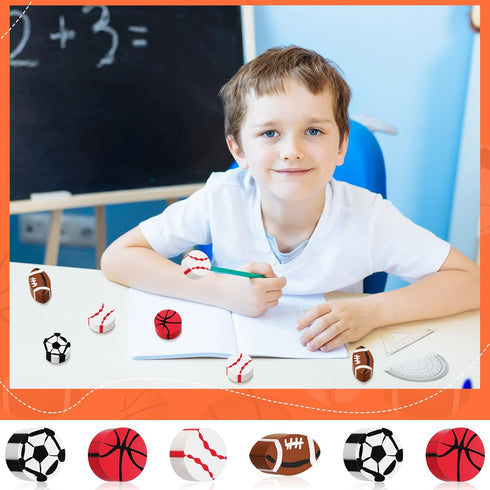 32 Pieces Sport Erasers for Basketball, Soccer, Football, Baseball - Fun Kids Sports Ball Erasers for Party Favors