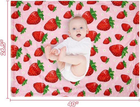 26.5 40 Inches Strawberry Baby Blanket for Boys Girls Soft Fleece Minky Blanket with Dotted Backing Double Layer