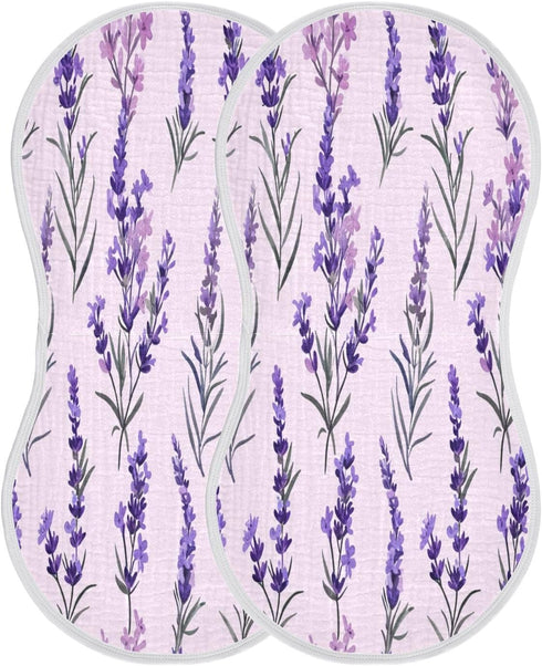 Bulletgxll Set 4, Lavender Bouquet Unisex Baby Burp Cloths of Soft Absorbent Organic Cotton Muslin Burping Cloths
