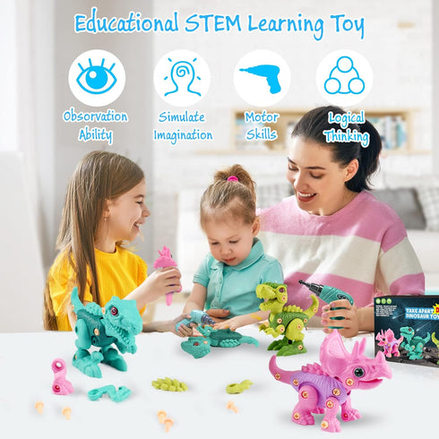 3 4 5 6 3-5 5-7, Set FREE TO FLY Dinosaur Toys for Years Old Girls, Take Apart Dinosaur Learning Toys for Kids STEM