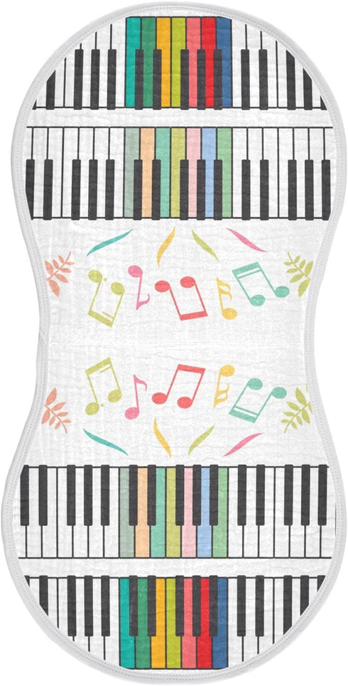 YYZZH Colorful Piano Keyboard Music Note Muslin Burp Cloths for Baby 1 Pack
