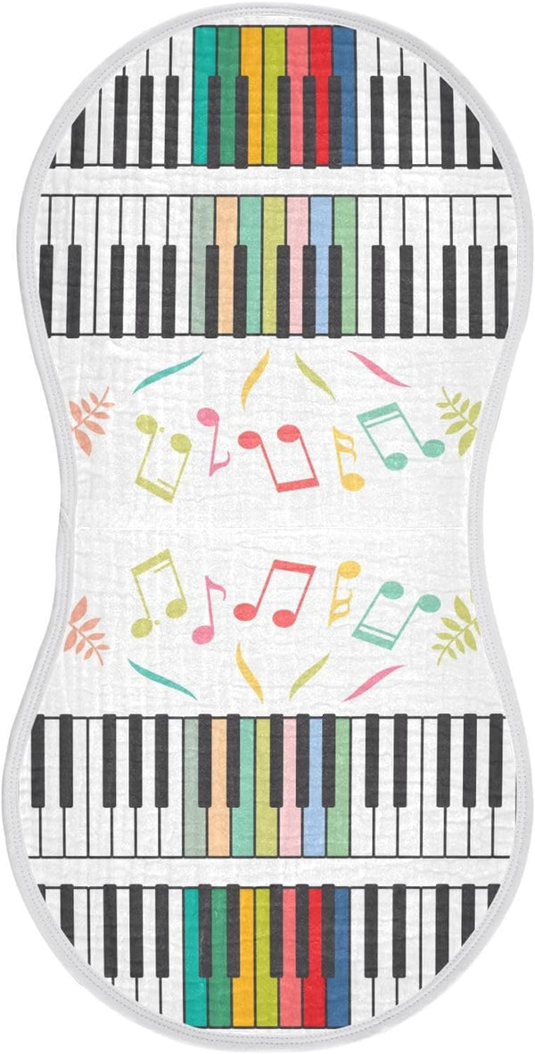 YYZZH Colorful Piano Keyboard Music Note Muslin Burp Cloths for Baby 1 Pack