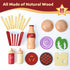 Wooden Play Food for Kids, Pretend Hamburger Set Fast Food Toy Kitchen Accessories for Boys Girls Educational Gift