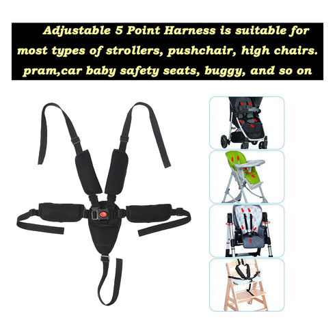 5 5 Universal Point Harness Baby Seat Belt, Adjustable Harness Baby Safety Strap, Safety Child Seat Belt with Pad