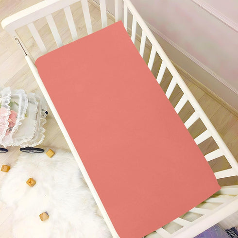 KEIGE Salmon Fitted Crib Sheet for Girls and Boys,Soft Breathable Microfiber Baby Sheet for Standard Size Crib Mattress