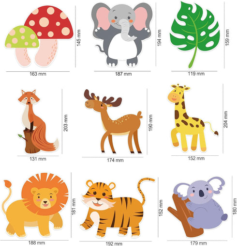 HOWAF 27 Pieces Jungle Animal Themed Party Decorations - Adorable Animal Cutouts, Paper Cutouts for Birthday Party