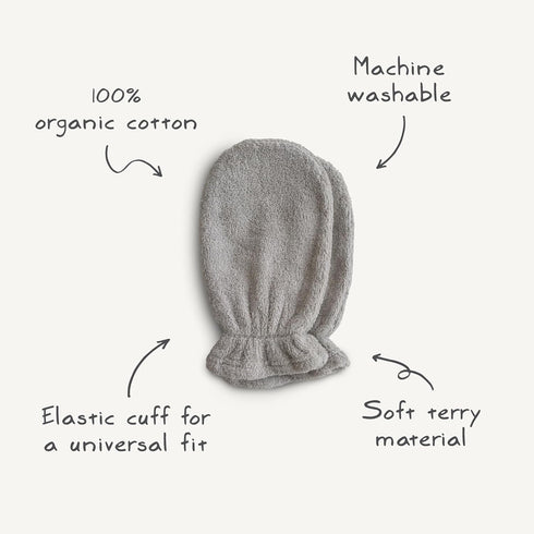 Pack 2 mushie Baby Bath Mitt | Organic Cotton | of (Pearl)