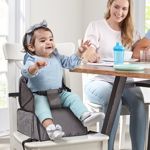 2 1 Backpack Contours Explore in Portable Booster Seat & Diaper Bag, Foldable Infant Chair for Restaurants or Dining