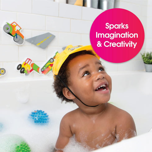 Edushape Magic Creations Bath Tub Activity Play Set, Road Construction Foam Sticker Imaginative