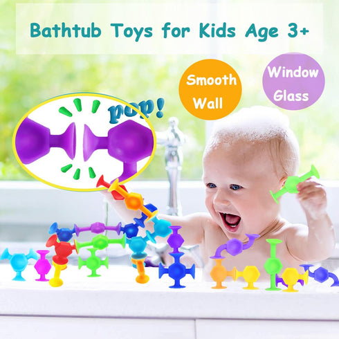 114pcs 2-4, 3-8 Suction Cup Bath Toys for Kids, Travel Essentials for Toddlers, Classroom Fidget Sensory Montessori Toy