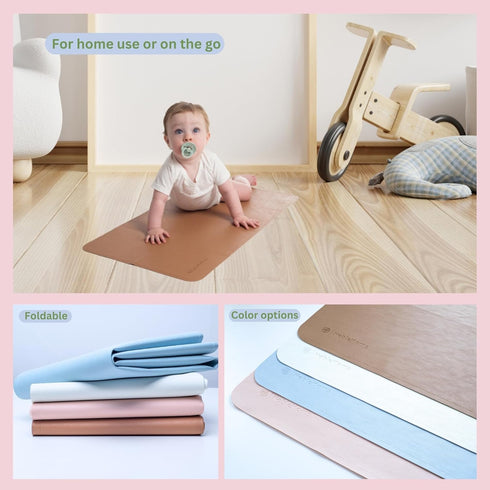 NobleMoms 16"x30" Luxury Vegan Leather Baby Changing Mat - Eco-Friendly, Versatile, Thin & Foldable, Easy-to-Clean