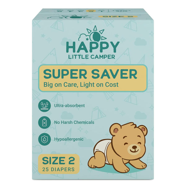 Happy Little Camper Super Saver Diapers, Size 2, 25 Count | Budget-Friendly