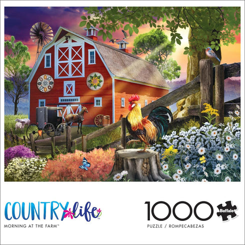 Buffalo Games - Country Life - Morning at The Farm - 1000 Piece Jigsaw Puzzle for Adults Challenging Puzzle Perfect for Game Nights - 1000 Piece Finished Size Is 26.75 x 19.75