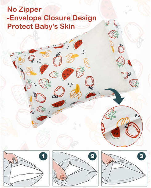 2 Pack 13"x 18" 12"x16" ALVABABY Toddler Pillowcases Stretchy Soft Kids Pillow Cover Fit or Envelope for Girl Boy