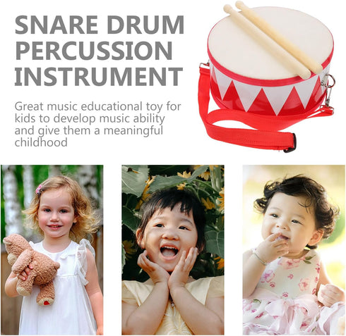 Kids 8 Inch Wooden Drum Set with 2 Drumsticks, Musical Instrument for Toddlers Boys Girls