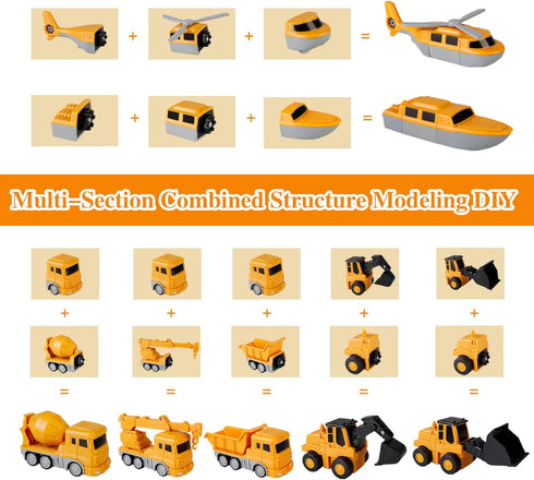 Sprstar 3-5 4-8 Series-35 Magnetic Transform Engineering Car Assembled Toys,Toy Construction Vehicles with Storage