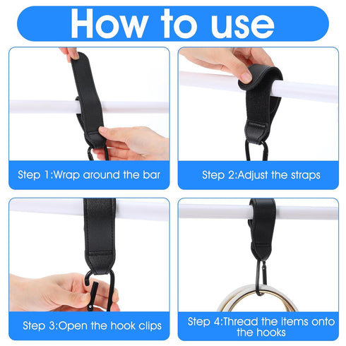 Xinjoduz 2 Xindojuz PCS Stroller Hooks for Bags, Multipurpose Stroller Straps with Large Carabiner Clip for Hanging