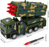 Youlechen 9 3 4 5 6 Army Truck Toy, Military Vehicle Toy with Missile Launcher Alloy Cab, Die-cast Army Toy with Lights