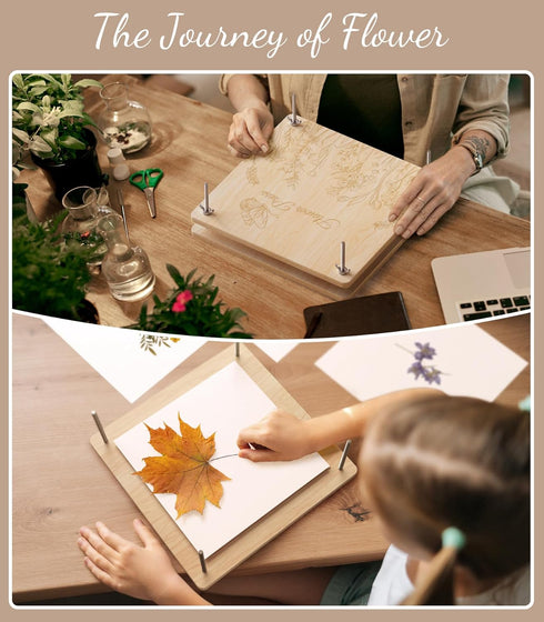 11" 11" Wakhow Flower Press Kit x Large Wooden Flower Presser for Adults & Teens | DIY Bouquet Preservation & Dried