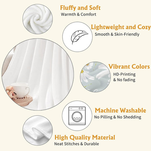YeeJu Daisy Baby Throw Blanket, Small White Floral, 30x40, Soft Plush Fleece, Toddler Swaddle Gift