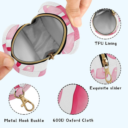 Valentines Dwarf Round Pacifier Storage Case with Zipper, Portable Pacifier Case for Travel, Diaper Bag & Purse