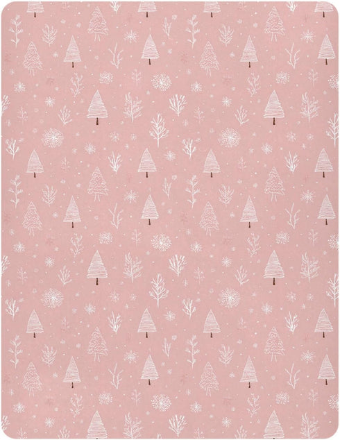 Pfrewn Christmas Crib Sheets for Boys Girls Pine Tree Branches Snowflakes on
