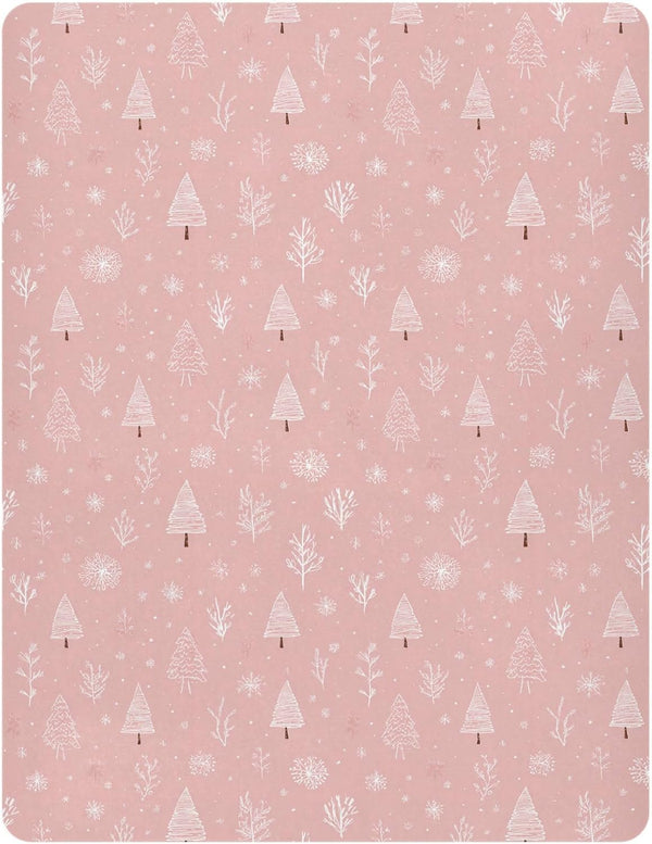 Pfrewn Christmas Crib Sheets for Boys Girls Pine Tree Branches Snowflakes on
