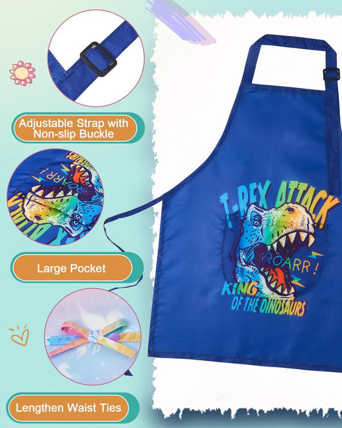 Lictin 2 Pack Kids Apron for Boys Girls - Waterproof Art Apron with Pockets for Cooking, Painting, Baking
