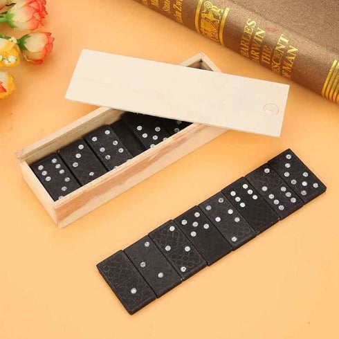 Set 12 Pack Kicko Mini Wooden Dominoes - - Miniature Classic Board Games - Small Blocks, Educational Toys, Game Tiles