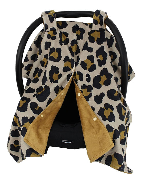 Dear Baby Gear Deluxe Car Seat Canopy in Gold Leopard Print, 40 x 30 Inches, Custom Print Lightweight Double Layer