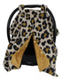 Dear Baby Gear Deluxe Car Seat Canopy in Gold Leopard Print, 40 x 30 Inches, Custom Print Lightweight Double Layer