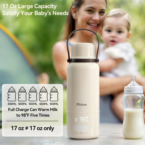12000mAh 3Min 316L Portable Bottle Warmer - Long-Lasting, Fast Heating for Breastmilk/Formula/Water, Stainless Steel