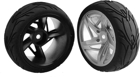 Mxfans RC 12mm Hux Wheel Rims & Rubber Tires for RC 1:10 On Road Drift Car Pack of 4
