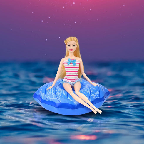 9Pcs Doll Swimming Pool Inflatable Float, Flamingos, Donuts, Pineapples, Shells, Crabs, Rabbit Drink Holder