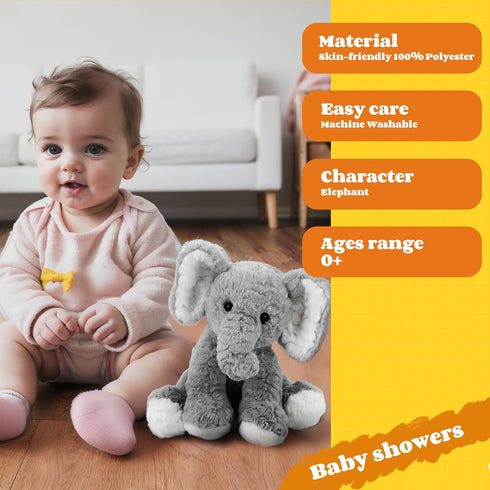 Elephant Stuffed Animals Soft Plush Toy for Girls Boys,12" Grey Soft Huggable Gifts for Birthday Christmas easter stuffed animals for kids