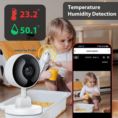 CQH 2 4 Baby Monitor with Camera and Audio, WiFi Indoor Video Baby Camera with Mount, Motion & Cry Detection, Temp