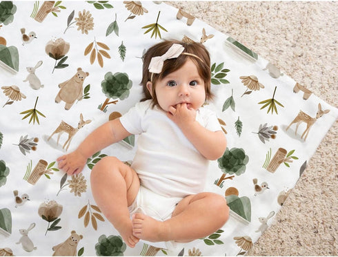 Buerhanerry 30"x40" Woodland Baby Blanket for Girls Boys, Soft Double Layer Minky with Dotted Backing, Forest Animals