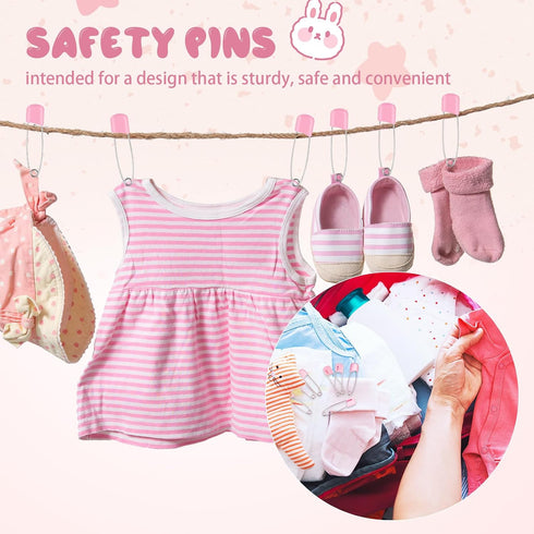 WILLBOND 150 2.2 Inch Pcs Diaper Pins Safety Plastic Head Cloth Diaper Nappy Pins with Locking Closures Stainless Steel