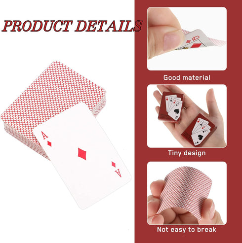 Zhanmai 2 Decks of Mini Playing Cards - Tiny Cards for Party Game Supply, 2.2 x 1.57 Inches