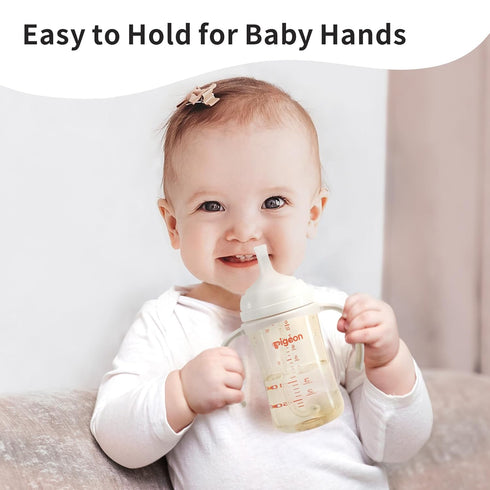 8.1Oz, 1 Pack PIGEON Baby Bottle Handles PPSU Bottles Easy to Hold for Baby Hands, (Gray)