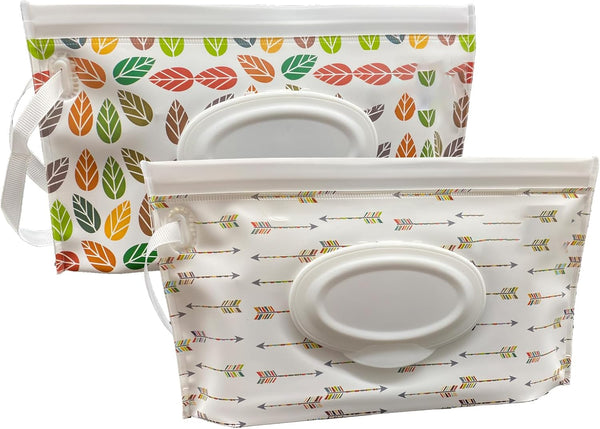 Baby Wipes Dispenser, 2 Pack Reusable Travel Wipes Case, Portable Refillable Baby