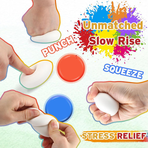 24 Pcs DIY Easter Eggs for Kids with 12 Color Markers, White Squeeze Creamy Slow Rising Balls